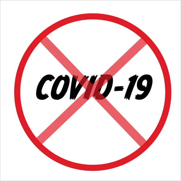 Covid Slova Červeném Kruhu Křížem Přes Symbolizující Koncept Odstranění Koronaviru — Stockový vektor