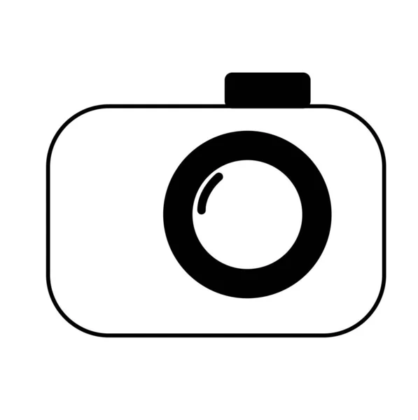 Ícone Câmera Digital Preto Branco Para Negócios Educação Hobbies — Vetor de Stock