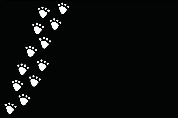Witte Hond Kat Huisdier Voetafdruk Tracks Zwarte Panorama Achtergrond Begrip — Stockvector