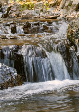 Taiga Deresi 'ndeki küçük bir şelalenin fotoğrafı.