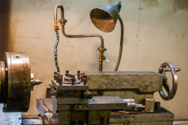Lathe in workshop