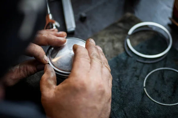 Detalle del pistón de motocicleta — Foto de Stock