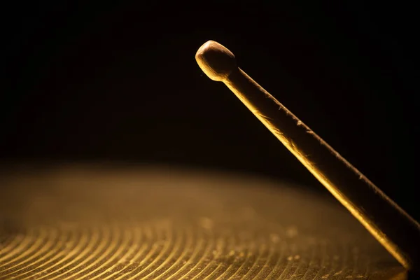 Drum stick and cymbal detail — Stock Photo, Image