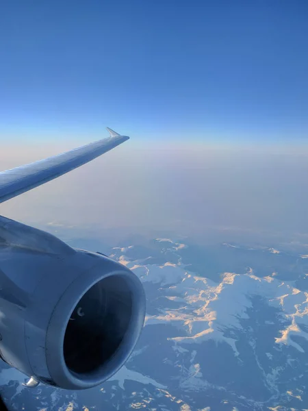 Motor de avião, em voo — Fotografia de Stock