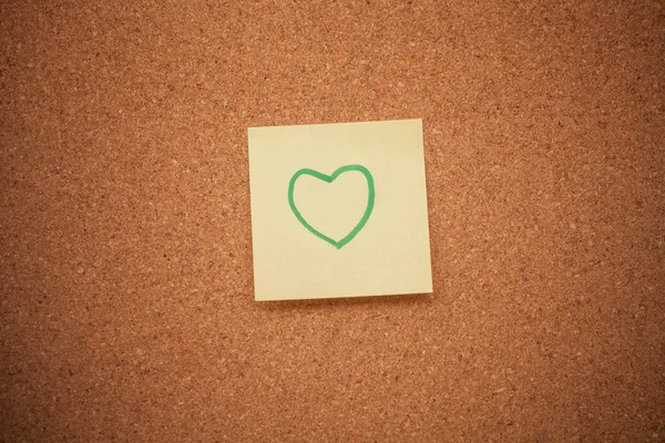 Heart note on cork board — Stock Photo, Image