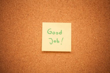 İyi iş kayda göre mantar pano