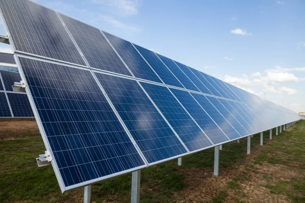 Color image of some solar panels, outdoor.