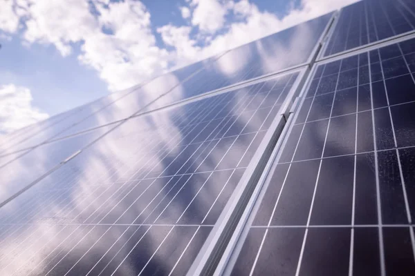 Color image of some solar panels, outdoor.