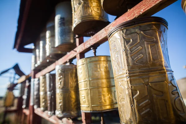 Spinning Buddhist Prayer Drums Monastery Mongolia — Stock Photo, Image