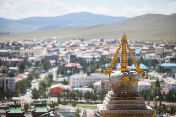 Moğolistan Bir Manastırda Bir Budist Stupa Renkli Görüntü — Stok fotoğraf