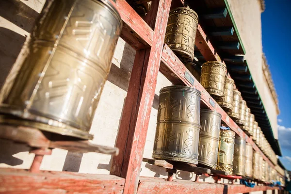 Spinning Buddhist Prayer Drums Monastery Mongolia — Stock Photo, Image