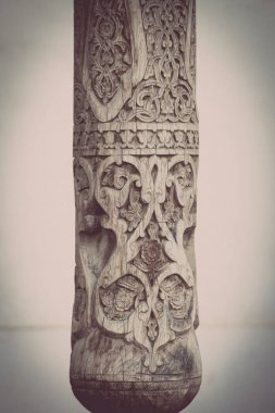 Arapça dekorasyon ahşap direğe yakın çekim.