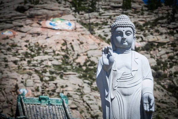 Yakın Ups Moğolistan Bir Buda Heykelinin Atış — Stok fotoğraf