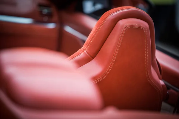 Leather headrest of a seat in a car — Stock Photo, Image