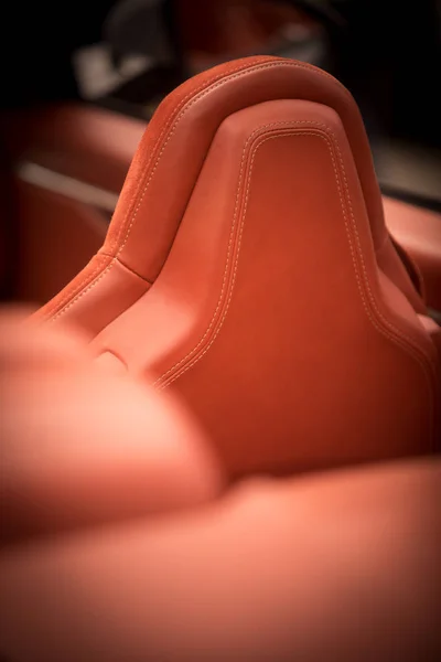 Leather headrest of a seat in a car — Stock Photo, Image