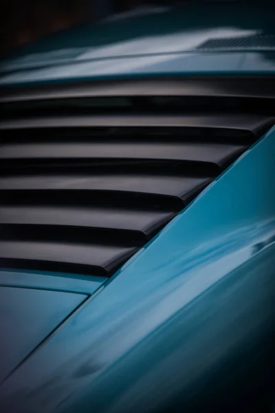 Rear window plastic shades of a classic vintage car — Stock Photo, Image