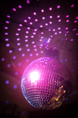Shiny disco ball in a night club