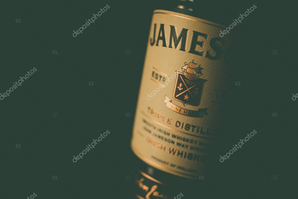 Bucharest Romania - February 16, 2020: Illustrative editorial shot a bottle of Jameson Irish whiskey in Bucharest, Romania.