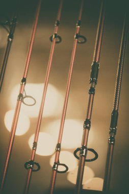 Birçok balıkçılık çubukları shot shot yakın.