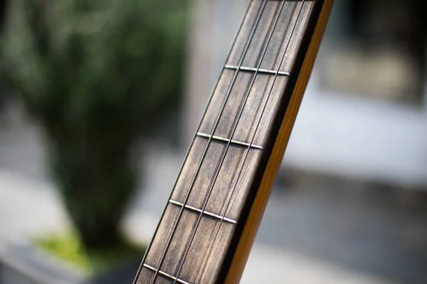 Akustik Gitar Fretboard Unun Yakın Çekim Görüntüsü — Stok fotoğraf