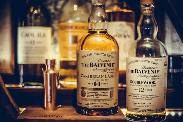 Bukarest Rumänien Januar 2020 Anschauliche Darstellung Verschiedener Flaschen Balvenie Whisky — Stockfoto