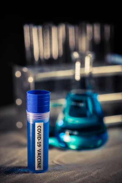 Conceptual Image Recipient Containing Vaccine Coronavirus Covid Lab — Stock Photo, Image