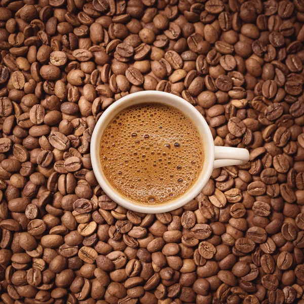 Espresso coffee with beans — Stock Photo, Image