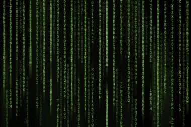 Yeşil semboller ile Matrix arka plan