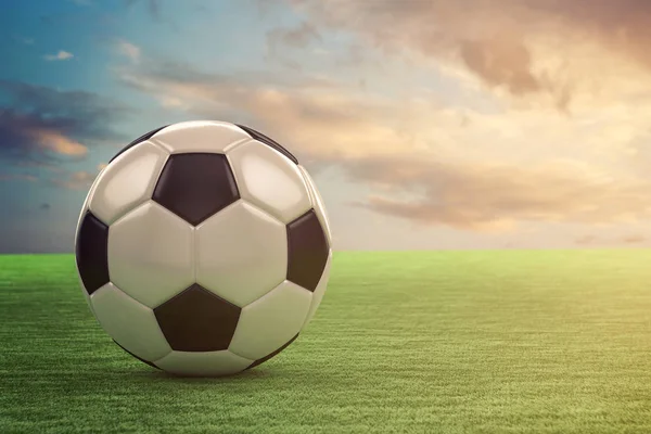 High resolution 3D soccer ball in green grass