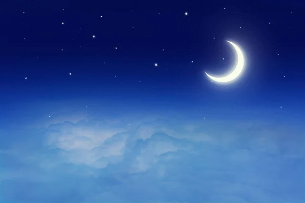 Ciel nocturne avec étoiles et lune — Photo