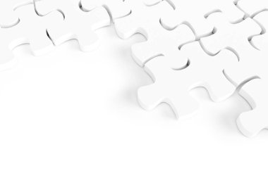 3D beyaz jigsaw puzzle ve kopya alanı