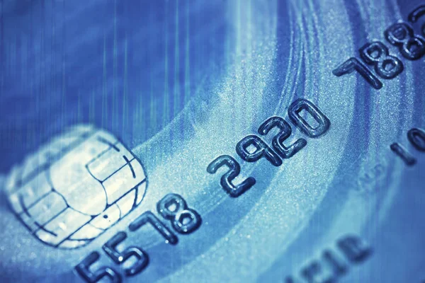 Kredi kart mavi imajını closeup. — Stok fotoğraf