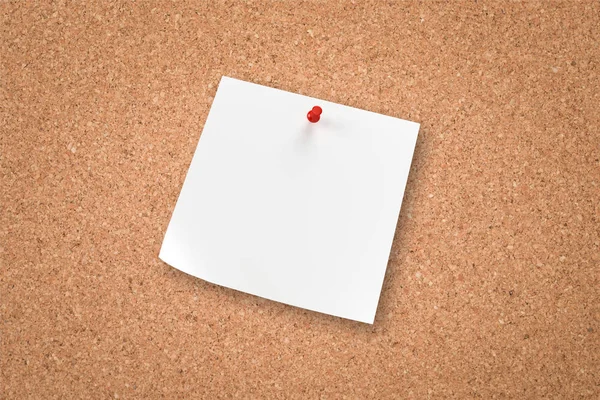 A white,sticky note on a corkboard, blank sticky note — Stock Photo, Image