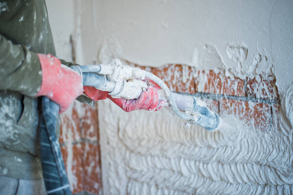 Plastering with a plastering pump