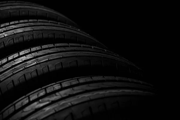 Tire stack background. Selective focus.