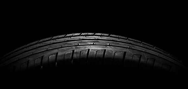 Tire stack background. Selective focus.