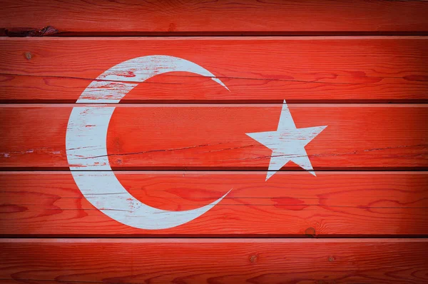 Flag of Turkey on wooden background — Stock Photo, Image