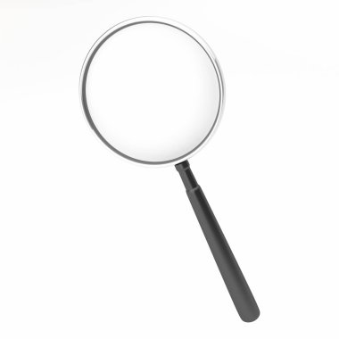 3D büyüteç üzerine beyaz izole
