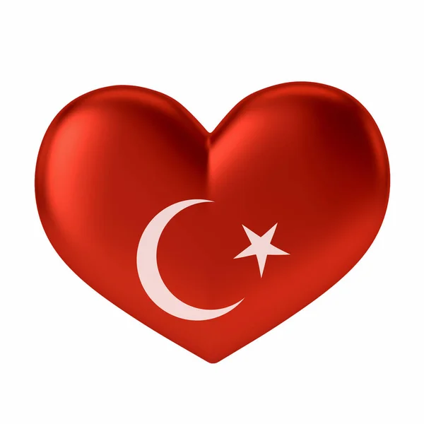 Turchia Bandiera a forma di cuore 3D — Foto Stock