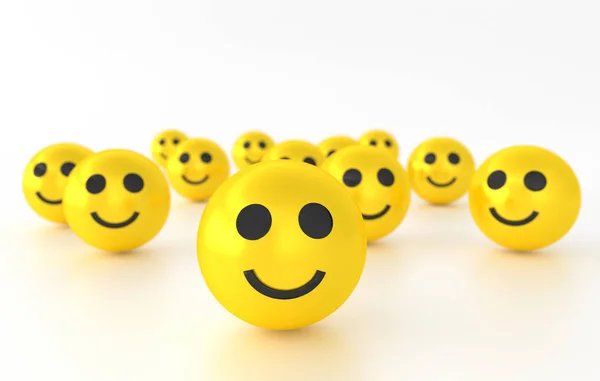 Emotionsymbole mit Lächeln-Ausdrucks.3d-Darstellung — Stockfoto