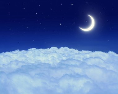ay ve yıldızlar ile her gece gökyüzü