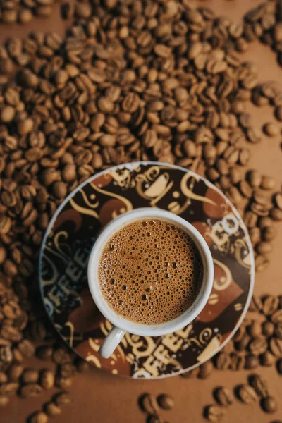 Turkish Coffee on wood table with beans. — Stock Photo, Image