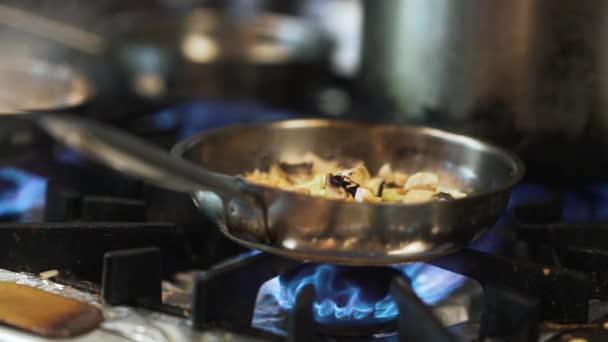 FHD Video of cooking vegetables on a frying pan — Stock Video