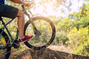 Sağlıklı bir hayat için ormanda dağ bisikleti sürmek.
