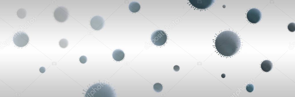 Illustration, view of Corona virus under microscope, virus and producing vaccine. Corona virus outbreaking. 