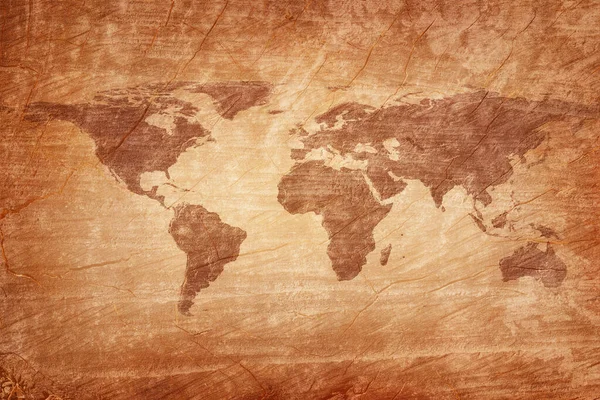 Vecchia mappa del mondo su un vecchio sfondo di pergamena di legno. Stile vintage. Elementi di questa immagine forniti dalla NASA . — Foto Stock