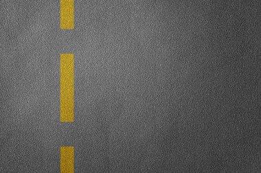 Yol ayrımının 3 boyutlu görüntüsü sarı çizgiler ve arka plan, desenli trafik kuralları kavramı.