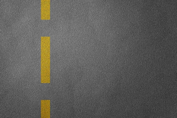 具有黄线图案和背景、纹理交通规则概念的道路分隔线的三维说明. — 图库照片