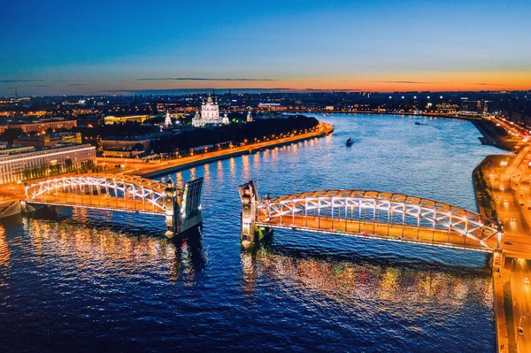 Bolsheohtinskiy Bridge Saint Petersburg White Nights — Stock Photo, Image