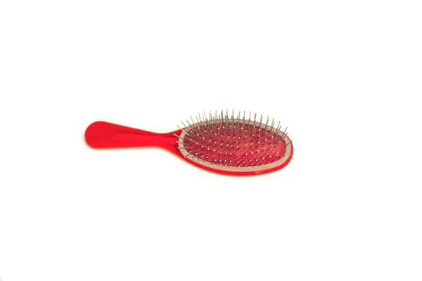 Red Hairbrush Isolated White Background — Stock Photo, Image